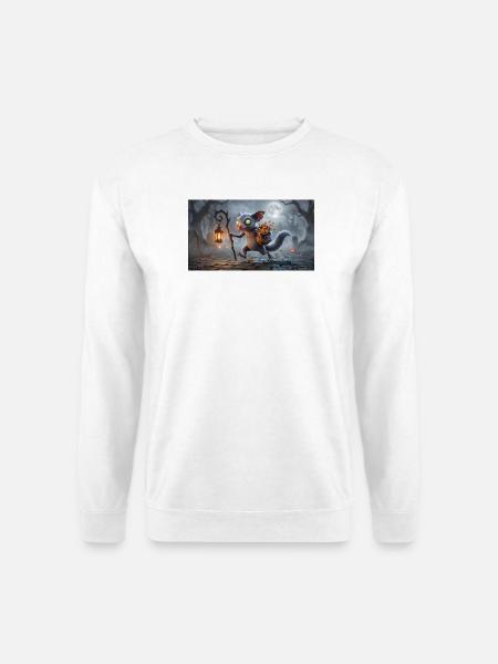Funny Fluffy Halloween Creature Carrying Lantern a - Unisex Pullover - Weiß