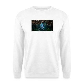 Cyberpunk Water Drop with Glowing Optical Fiber an - Unisex Pullover - Weiß - Vorne - Alina (178cm) & Michal (187cm)