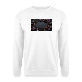 Dark Gothic Halloween Flatlay Frame with Purple Pu - Unisex Pullover - Weiß - Vorne - Alina (178cm) & Michal (187cm)