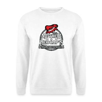Alte Mutter Rotkappe – Schule für Schurken - Unisex Pullover - Weiß - Vorne - Alina (178cm) & Michal (187cm)