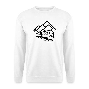 Zug Zeichnung - Unisex Pullover - Weiß - Vorne - Alina (178cm) & Michal (187cm)