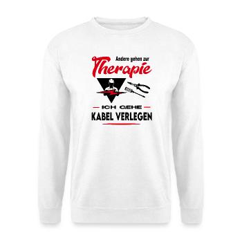 Elektriker Elektrikerin Starkstrom Beruf Arbeit - Unisex Pullover - Weiß - Vorne - Alina (178cm) & Michal (187cm)