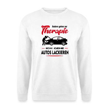 Autolackierer Autolackiererin Beruf Arbeit - Unisex Pullover - Weiß - Vorne - Alina (178cm) & Michal (187cm)