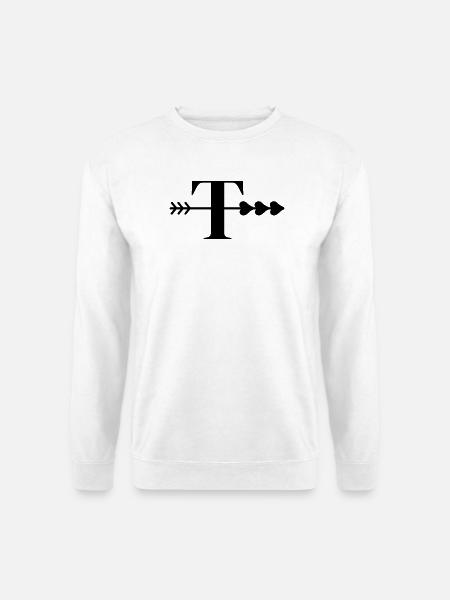 Buchstabe t Pfeilherz - Unisex Pullover - Weiß