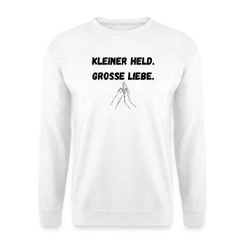 Kleiner Held. Grosse Liebe - Unisex Pullover - Weiß - Vorne - Alina (178cm) & Michal (187cm)