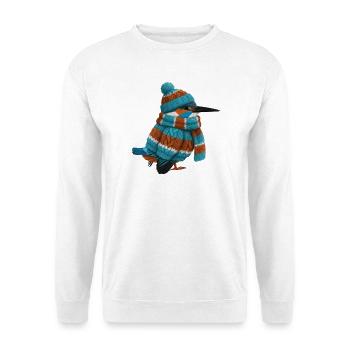 Eisvogel im Strickpullover Winter Weihnachten - Unisex Pullover - Weiß - Vorne - Alina (178cm) & Michal (187cm)
