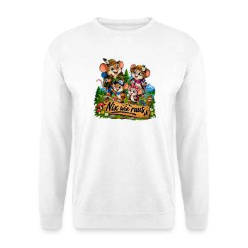 Mäusefamilie Outdoor - Unisex Pullover - Weiß - Vorne - Alina (178cm) & Michal (187cm)