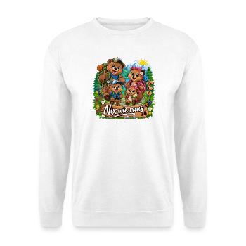 Bären auf Tour - Unisex Pullover - Weiß - Vorne - Alina (178cm) & Michal (187cm)
