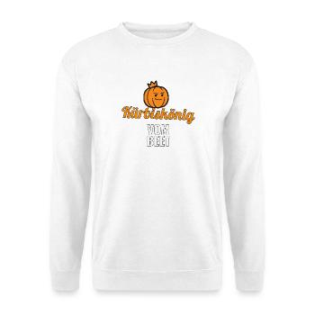 Kürbiskönig vom Beet – Shirt für Gärtner Garten - Unisex Pullover - Weiß - Vorne - Alina (178cm) & Michal (187cm)