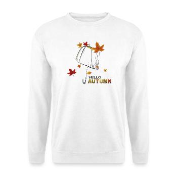 Herbstlaub Hello Autumn - Unisex Pullover - Weiß - Vorne - Alina (178cm) & Michal (187cm)