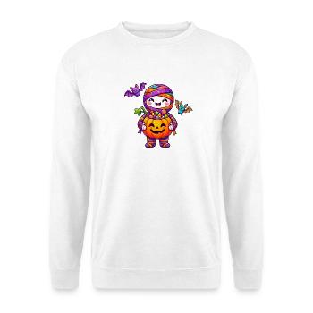 Kawaii Halloween Kürbisfreude - Unisex Pullover - Weiß - Vorne - Alina (178cm) & Michal (187cm)
