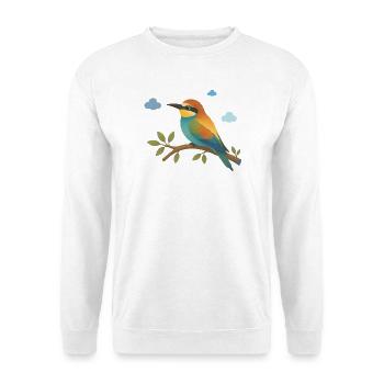Bunter Bienenfresser auf einem Ast - Unisex Pullover - Weiß - Vorne - Alina (178cm) & Michal (187cm)