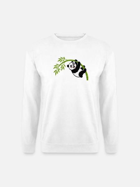 Panda hängt am Bambusbogen - Unisex Pullover - Weiß