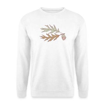 Herbst Eichenblatt mit Eichel - Unisex Pullover - Weiß - Vorne - Alina (178cm) & Michal (187cm)