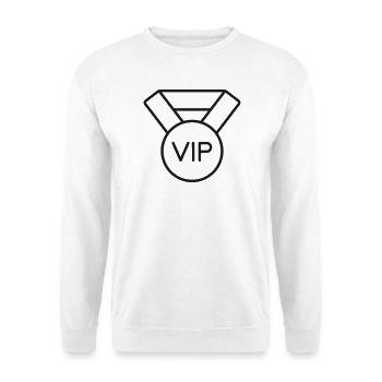 VIP-Medaillenabzeichen - Unisex Pullover - Weiß - Vorne - Alina (178cm) & Michal (187cm)