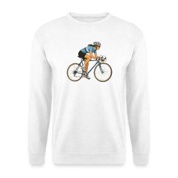 Rennrad-Rider im Flow - Unisex Pullover - Weiß - Vorne - Alina (178cm) & Michal (187cm)