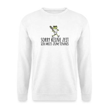 Tennisspieler Frosch Keine Zeit muss zum Tennis - Unisex Pullover - Weiß - Vorne - Alina (178cm) & Michal (187cm)
