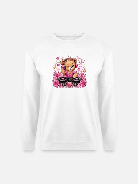 Pinkes Teddy DJ Prinzessin - Unisex Pullover - Weiß