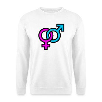 Gender Symbole Grafik - Unisex Pullover - Weiß - Vorne - Alina (178cm) & Michal (187cm)