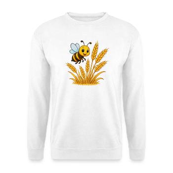 Goldene Ähren Bienen-Motiv - Unisex Pullover - Weiß - Vorne - Alina (178cm) & Michal (187cm)