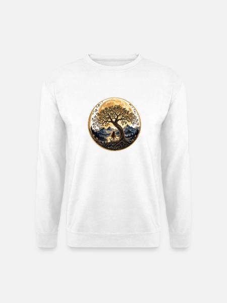 Lebensbaum im Mondlicht – Innere Ruhe & Kraft - Unisex Pullover - Weiß