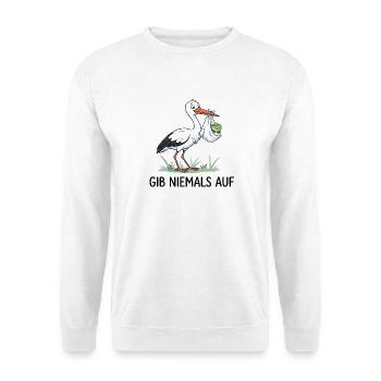 Gib niemals auf - Unisex Pullover - Weiß - Vorne - Alina (178cm) & Michal (187cm)