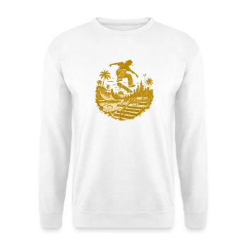 Sunset Skater in Palm Park - Unisex Pullover - Weiß - Vorne - Alina (178cm) & Michal (187cm)