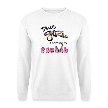 dieses Mädchen wird ein Schulkind - Unisex Pullover - Weiß - Vorne - Alina (178cm) & Michal (187cm)