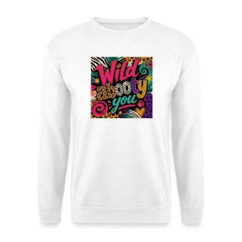 Wild Leopard Neon Boho - Unisex Pullover - Weiß - Vorne - Alina (178cm) & Michal (187cm)