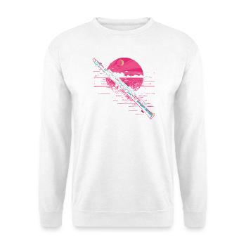 Flöte Grafik Vaporwave - Unisex Pullover - Weiß - Vorne - Alina (178cm) & Michal (187cm)