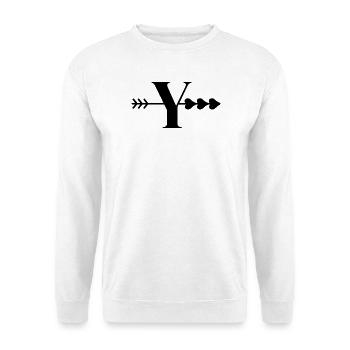 Buchstabe y Pfeil Herz - Unisex Pullover - Weiß - Vorne - Alina (178cm) & Michal (187cm)