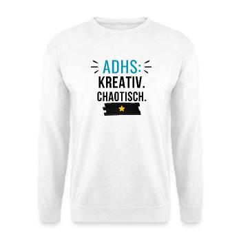 ADHS – Kreativ. Chaotisch. - Unisex Pullover - Weiß - Vorne - Alina (178cm) & Michal (187cm)