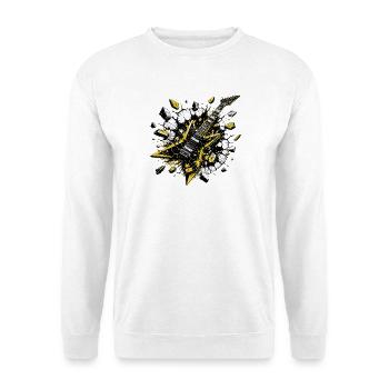 Explosive E-Gitarre – Thrash Metal Power Design - Unisex Pullover - Weiß - Vorne - Alina (178cm) & Michal (187cm)