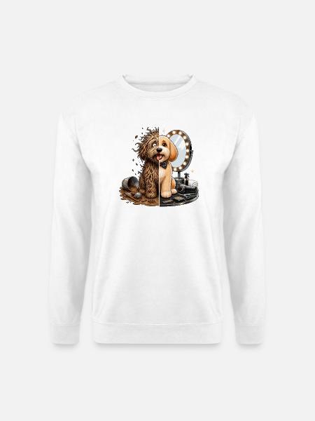 Hunde Doppelbild Schmutz Glanz - Unisex Pullover - Weiß