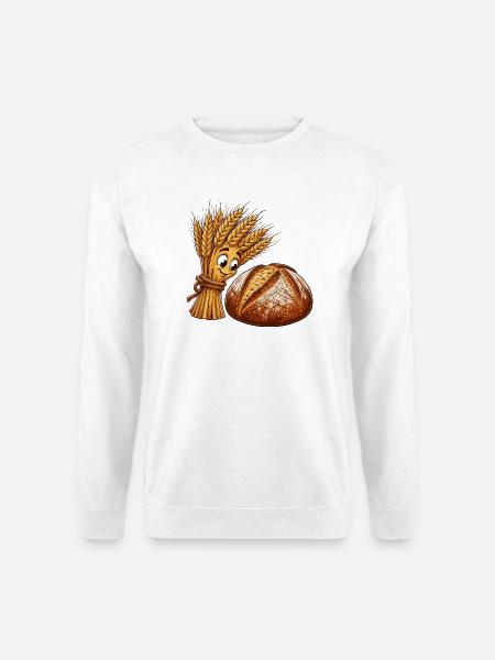 Brotfigur mit Weizenbündel - Unisex Pullover - Weiß