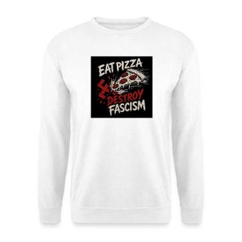 Pizza gegen Faschismus - Unisex Pullover - Weiß - Vorne - Alina (178cm) & Michal (187cm)