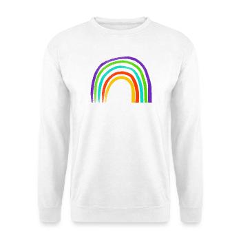 Regenbogen Pinselstrich Bogen - Unisex Pullover - Weiß - Vorne - Alina (178cm) & Michal (187cm)