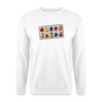 Happy Fruits - Unisex Pullover - Weiß - Vorne - Alina (178cm) & Michal (187cm)