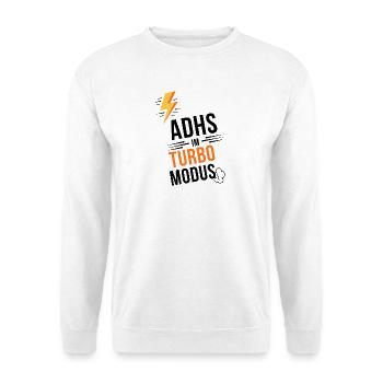 ADHS im Turbomodus - Unisex Pullover - Weiß - Vorne - Alina (178cm) & Michal (187cm)