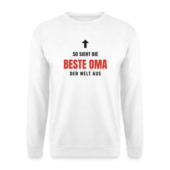 So sieht die beste Oma der Welt aus Geschenk Oma - Unisex Pullover - Weiß - Vorne - Alina (178cm) & Michal (187cm)