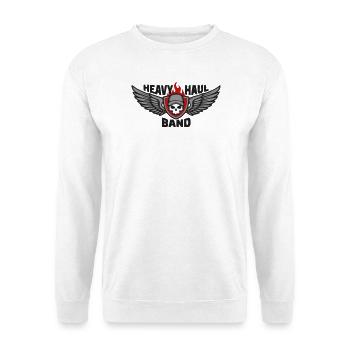 Trucker Totenkopf Fluegel Logo - Unisex Pullover - Weiß - Vorne - Alina (178cm) & Michal (187cm)