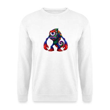 Lebendiges Einäugiges Monster - Unisex Pullover - Weiß - Vorne - Alina (178cm) & Michal (187cm)