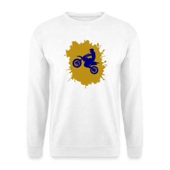 Motocross Spritzer im Farbsplash - Unisex Pullover - Weiß - Vorne - Alina (178cm) & Michal (187cm)