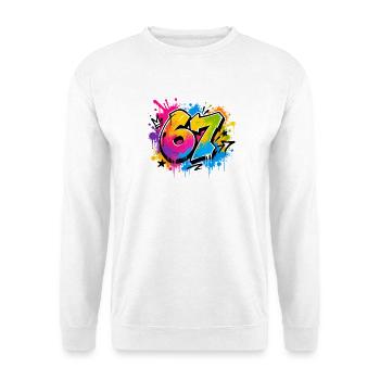 Six Seven - 67 - Typo - Meme - Basketball - 6-7 - Unisex Pullover - Weiß - Vorne - Alina (178cm) & Michal (187cm)