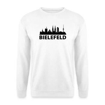 Bielefeld Skyline - Unisex Pullover - Weiß - Vorne - Alina (178cm) & Michal (187cm)