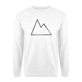 Berg handgezeichnet - Unisex Pullover - Weiß - Vorne - Alina (178cm) & Michal (187cm)