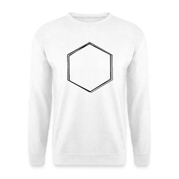 Sechseck handgezeichnet - Unisex Pullover - Weiß - Vorne - Alina (178cm) & Michal (187cm)