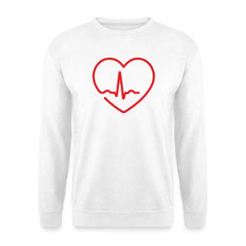 Herzschlag-Herzlinien-Symbol - Unisex Pullover - Weiß - Vorne - Alina (178cm) & Michal (187cm)
