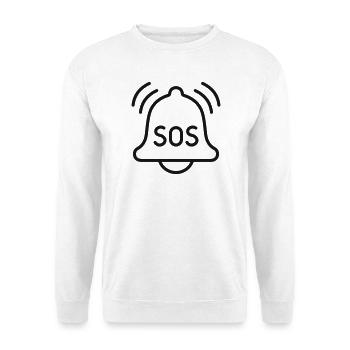 SOS-Notfallalarm-Glocken-Symbol - Unisex Pullover - Weiß - Vorne - Alina (178cm) & Michal (187cm)