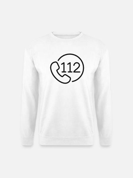 112 Notfall-Telefonleitungssymbol - Unisex Pullover - Weiß